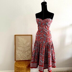 Veronica Beard Fiore Strapless Printed Midi Dress